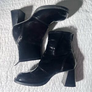 Top Shop Patent Booties Black 11